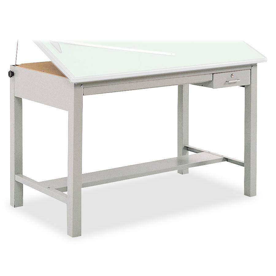 Safco Precision Drafting Table Base - Enamel Four Leg Base - 35.50'' Height x 56.38'' Width x 30.50'' Depth - Assembly Required - Gray - Steel - 1 Each