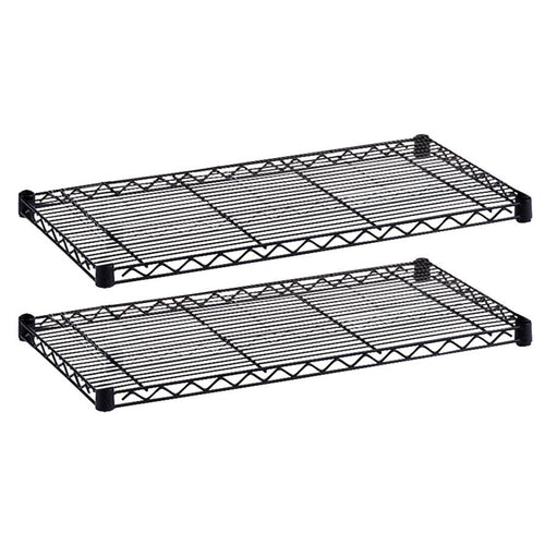 Safco Industrial Wire Extra Shelve - 36'' x 18'' x 1.5'' - 2 x Shelf(ves) - 1000 lb Load Capacity - Leveling Glide - Black - Powder Coated - Steel - Assembly Required