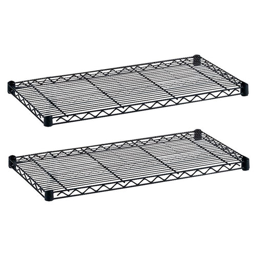 Safco Industrial Wire Extra Shelve - 48'' x 18'' x 1.5'' - 4 x Shelf(ves) - 1250 lb Load Capacity - Leveling Glide, Dust Proof - Black - Powder Coated - Steel - Assembly Required