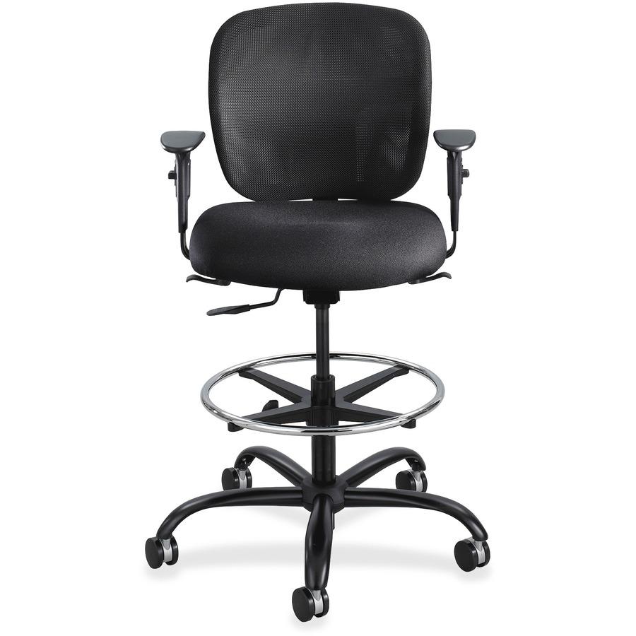 Safco Vue Heavy-duty Stool - Black Vinyl Seat - Black Nylon Back - 5-star Base - Black - 1 Each