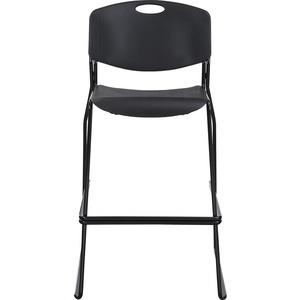 Lorell Heavy-duty Bistro Stack Chairs - Black Plastic Seat - Black Plastic Back - Black Steel Frame - 2 / Carton
