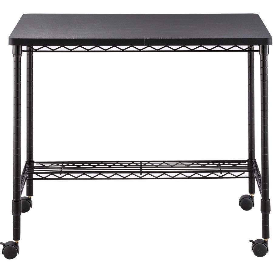 Safco Mobile Wire Desk - Melamine, Black