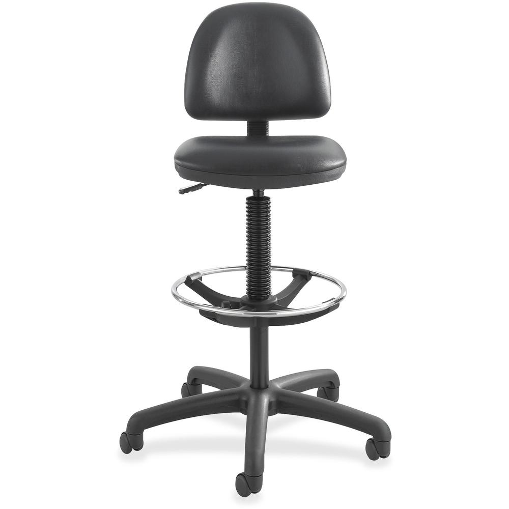 Safco Precision Extended Height Drafting Chair - Vinyl Black Vinyl Seat - Black Frame - 5-star Base - Black - 1 Each