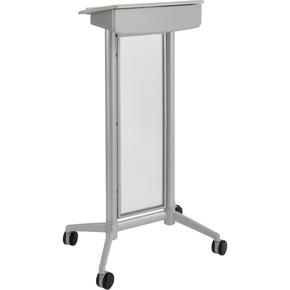 Safco Impromptu Lectern - Rectangle Top - 46.50'' Height x 26.50'' Width x 18.75'' Depth - Assembly Required - Gray, Powder Coated