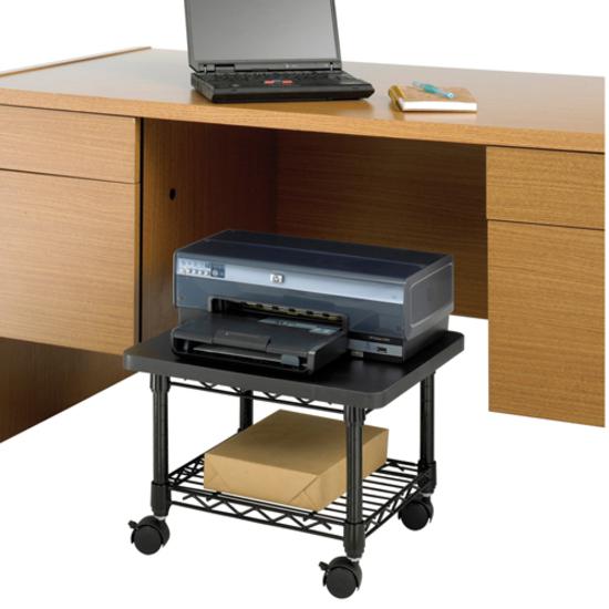 Safco Under Desk Printer/Fax Stand - 300 lb Load Capacity - 13.5'' Height x 19'' Width x 16'' Depth - Floor - Laminate, Powder Coated - Steel - Black