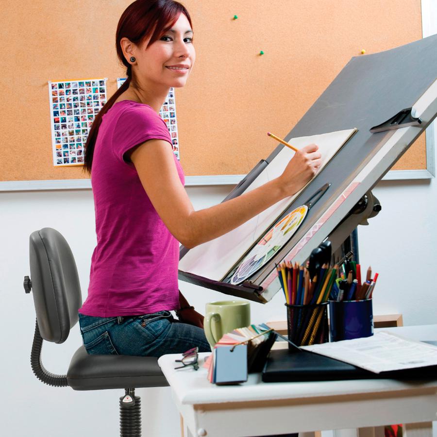 Safco Precision Extended Height Drafting Chair - Vinyl Black Vinyl Seat - Black Frame - 5-star Base - Black - 1 Each