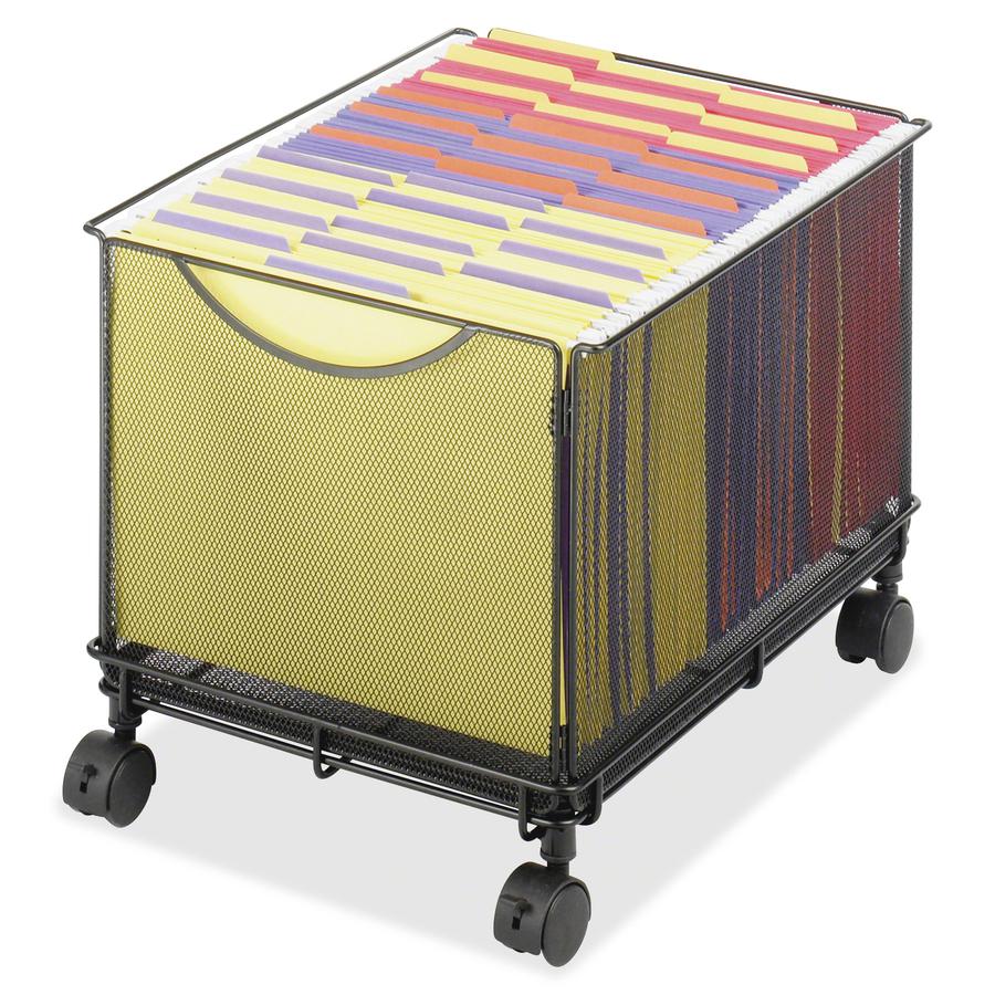 Safco Onyx 5211BL Mesh Rolling File Cube - 4 Casters - 1.50'' Caster Size - Steel - x 13.5'' Width x 16.8'' Depth x 13'' Height - Black - 1 Each