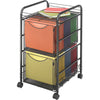 Safco Onyx Double Mesh Mobile File Cart - 2 Shelf - 2 Drawer - 4 Casters - 1.50'' Caster Size - x 15.8'' Width x 17'' Depth x 27'' Height - Black Steel Frame - Black - 1 Each