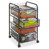 Safco Onyx Double Mesh Mobile File Cart - 2 Shelf - 4 Drawer - 4 Casters - 1.50'' Caster Size - x 15.8'' Width x 17'' Depth x 27'' Height - Black Steel Frame - Black - 1 Each