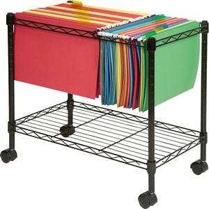 Lorell Mobile File Cart - 4 Casters - Steel - x 12.9'' Width x 25.8'' Depth x 20.5'' Height - Black - 1 Each