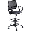 Safco Vue Extended-Height Vinyl Chair - Black Vinyl, Nylon, Polyester Seat - Black Back - 5-star Base - 1 Each