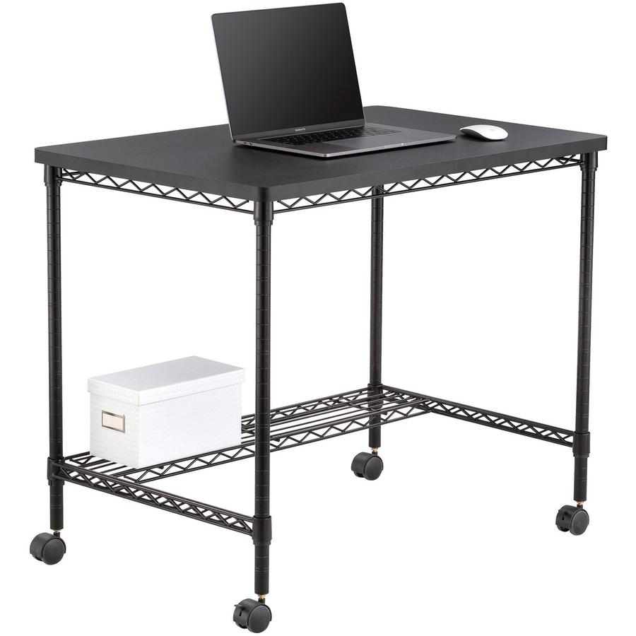 Safco Mobile Wire Desk - Melamine, Black