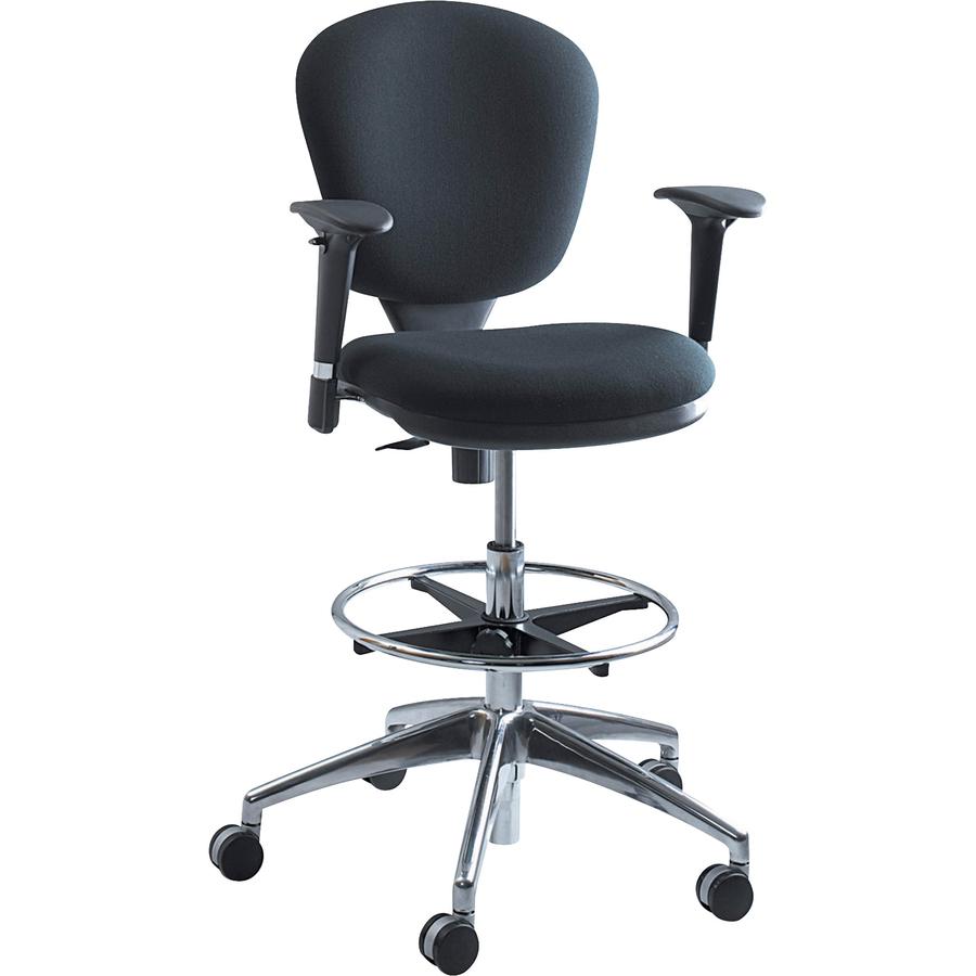 Safco Metro Extended Height Chair - Black Acrylic Seat - 5-star Base - 1 Each