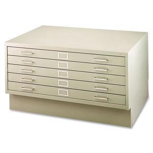 Safco 5-Drawer Steel Flat File - 46.5'' x 35.5'' x 16.5'' - 5 x Drawer(s) for File - Stackable - Tropic Sand - Powder Coated - Steel - Recycled