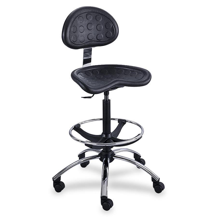 Safco Sitstar Height Adjustable Stool - Polyurethane Seat - Metal Frame - 5-star Base - Black - 1 Each