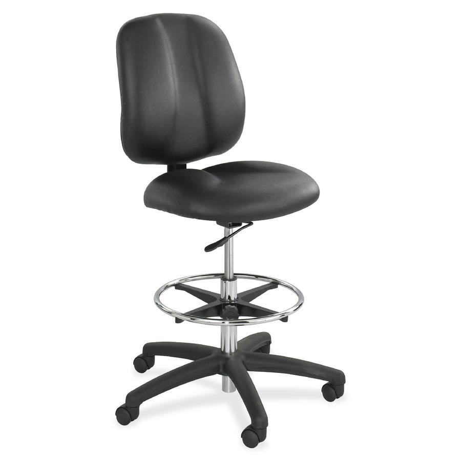 Safco Apprentice II Extended Height Armless Drafting Chair - Black Vinyl Seat - Vinyl Back - 5-star Base - Black - 1 Each