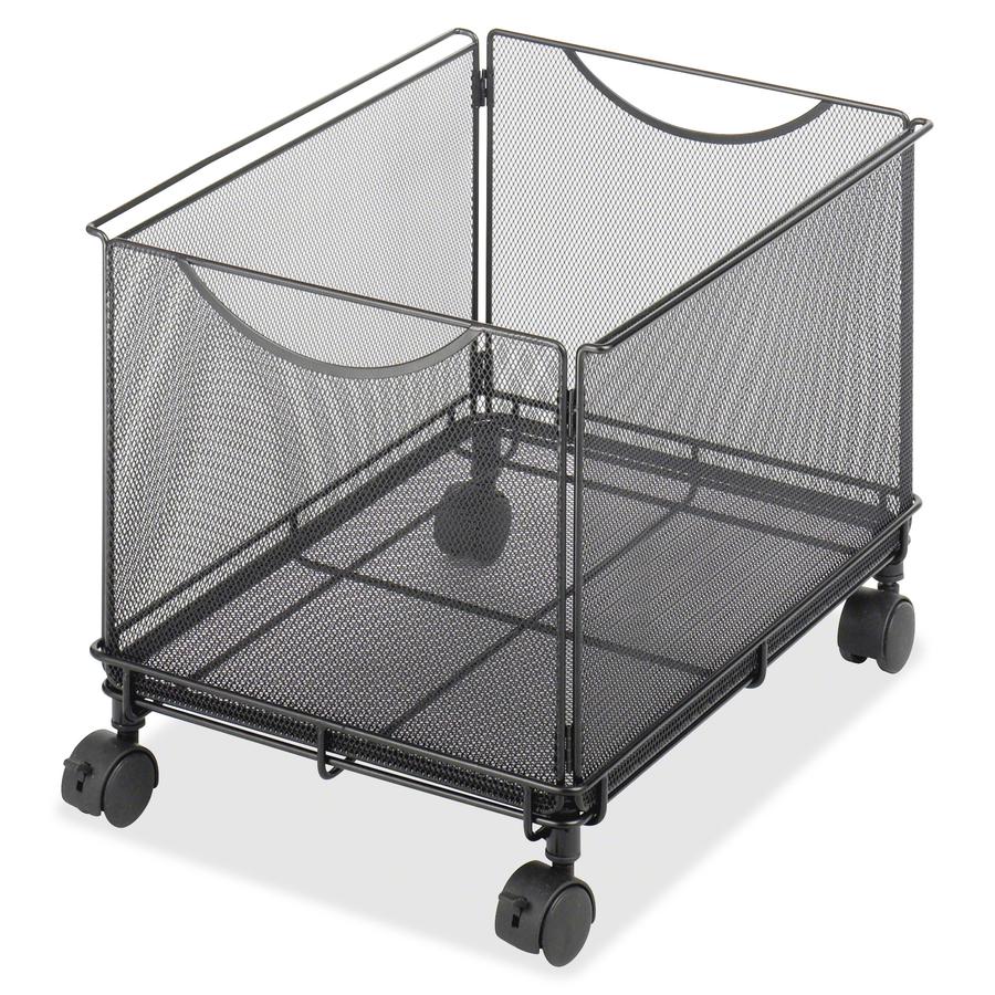 Safco Onyx 5211BL Mesh Rolling File Cube - 4 Casters - 1.50'' Caster Size - Steel - x 13.5'' Width x 16.8'' Depth x 13'' Height - Black - 1 Each