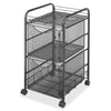 Safco Onyx Double Mesh Mobile File Cart - 2 Shelf - 2 Drawer - 4 Casters - 1.50'' Caster Size - x 15.8'' Width x 17'' Depth x 27'' Height - Black Steel Frame - Black - 1 Each
