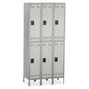 Safco Double-Tier Two-tone 3 Column Locker with Legs - 36'' x 18'' x 78'' - 3 x Shelf(ves) - Recessed Locking Handle - Gray - Steel