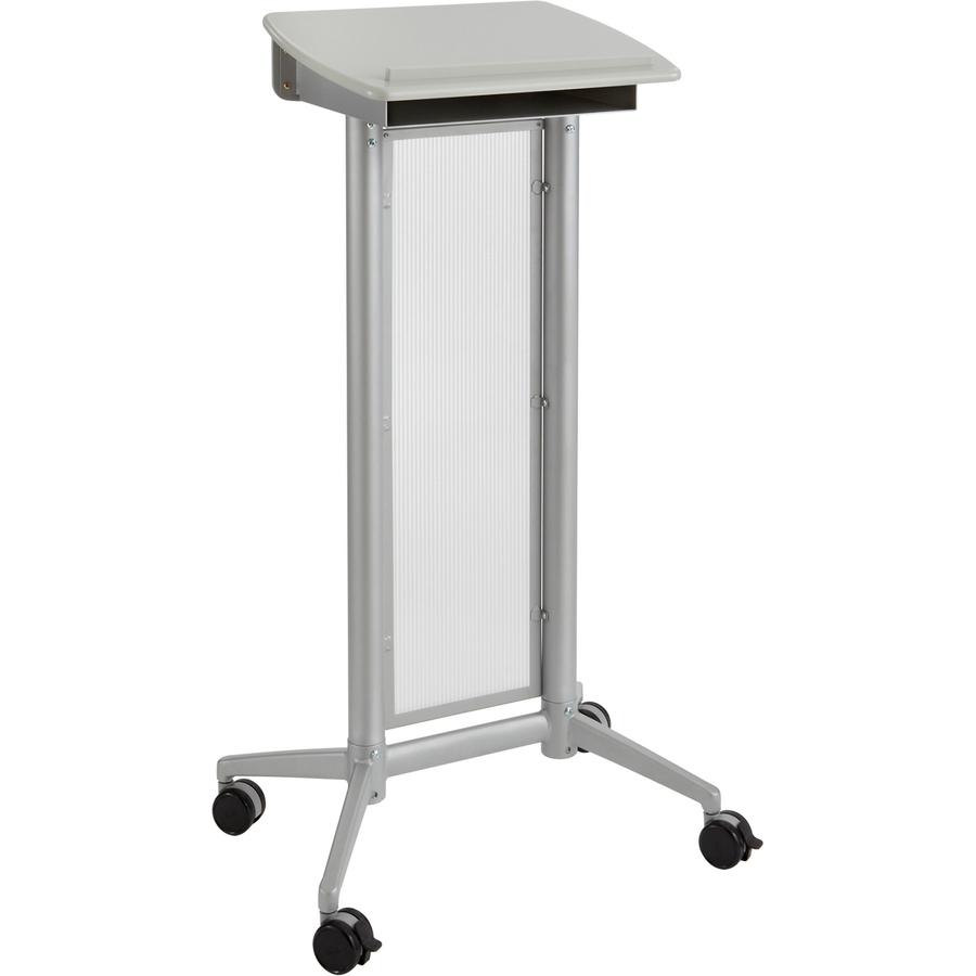 Safco Impromptu Lectern - Rectangle Top - 46.50'' Height x 26.50'' Width x 18.75'' Depth - Assembly Required - Gray, Powder Coated