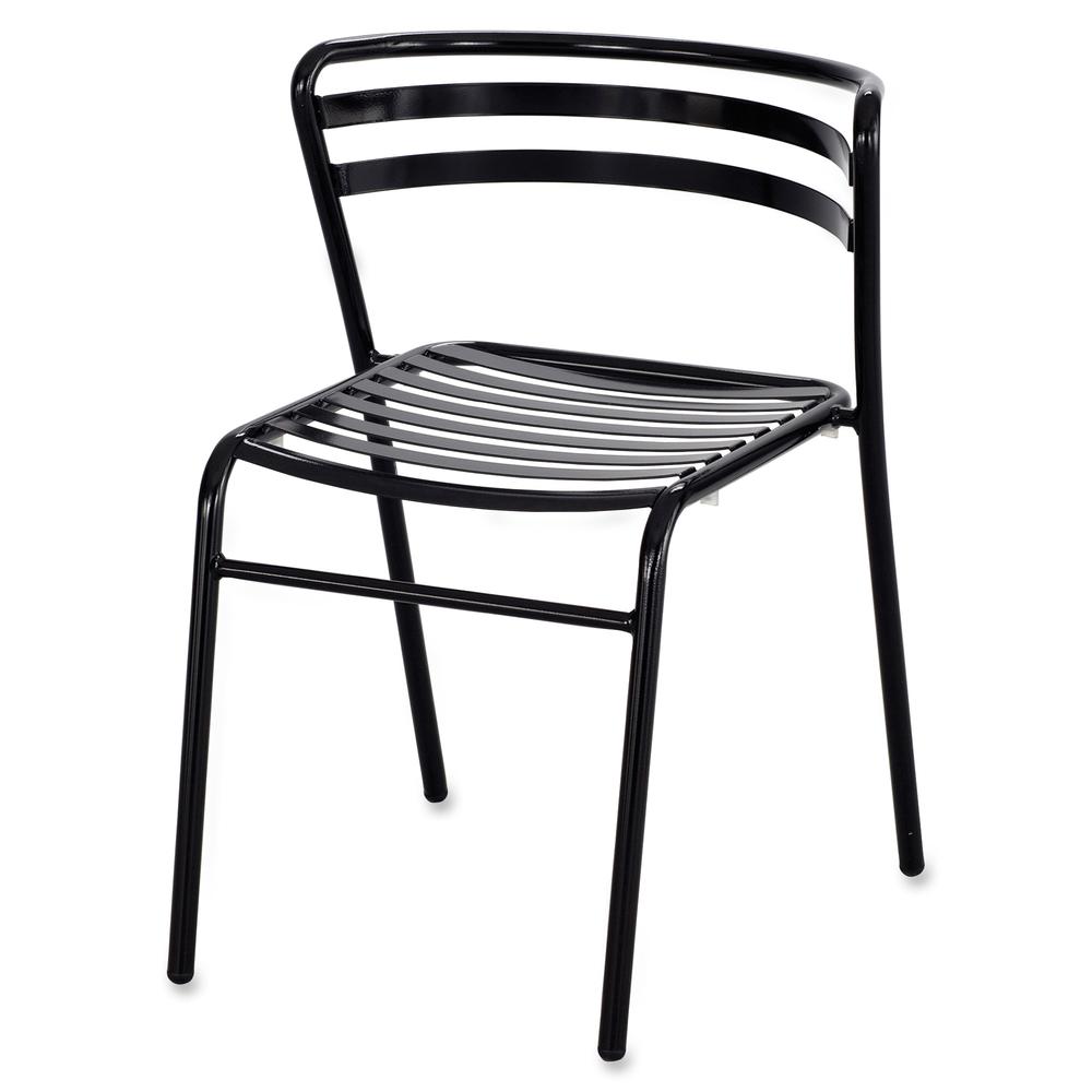Safco Multipurpose Stacking Metal Chairs - Slate Seat - Slate Back - Black Tubular Steel Frame - Low Back - Four-legged Base - Metal - 2 / Carton