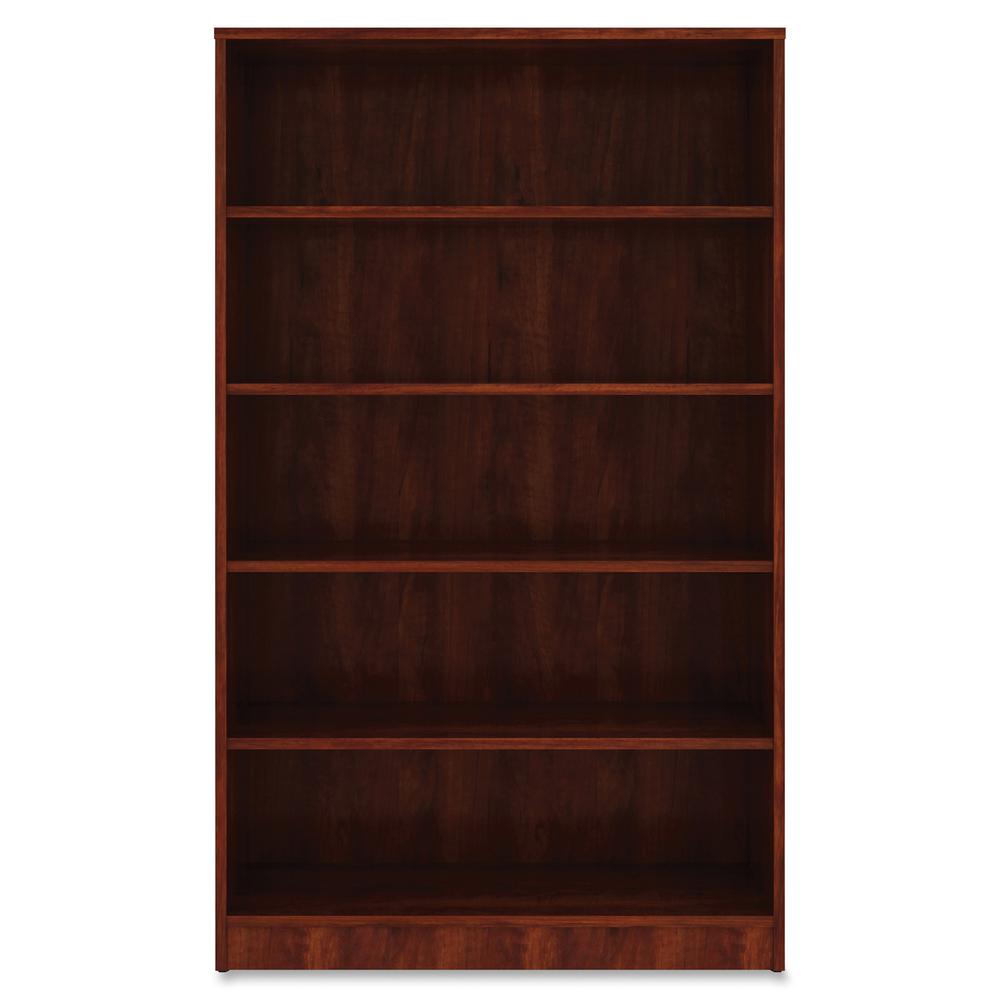 Lorell Laminate Bookcase - 0.8'' Shelf, 36'' x 12''60'' - 5 Shelve(s) - 4 Adjustable Shelf(ves) - Square Edge - Material: Thermofused Laminate (TFL) - Finish: Cherry
