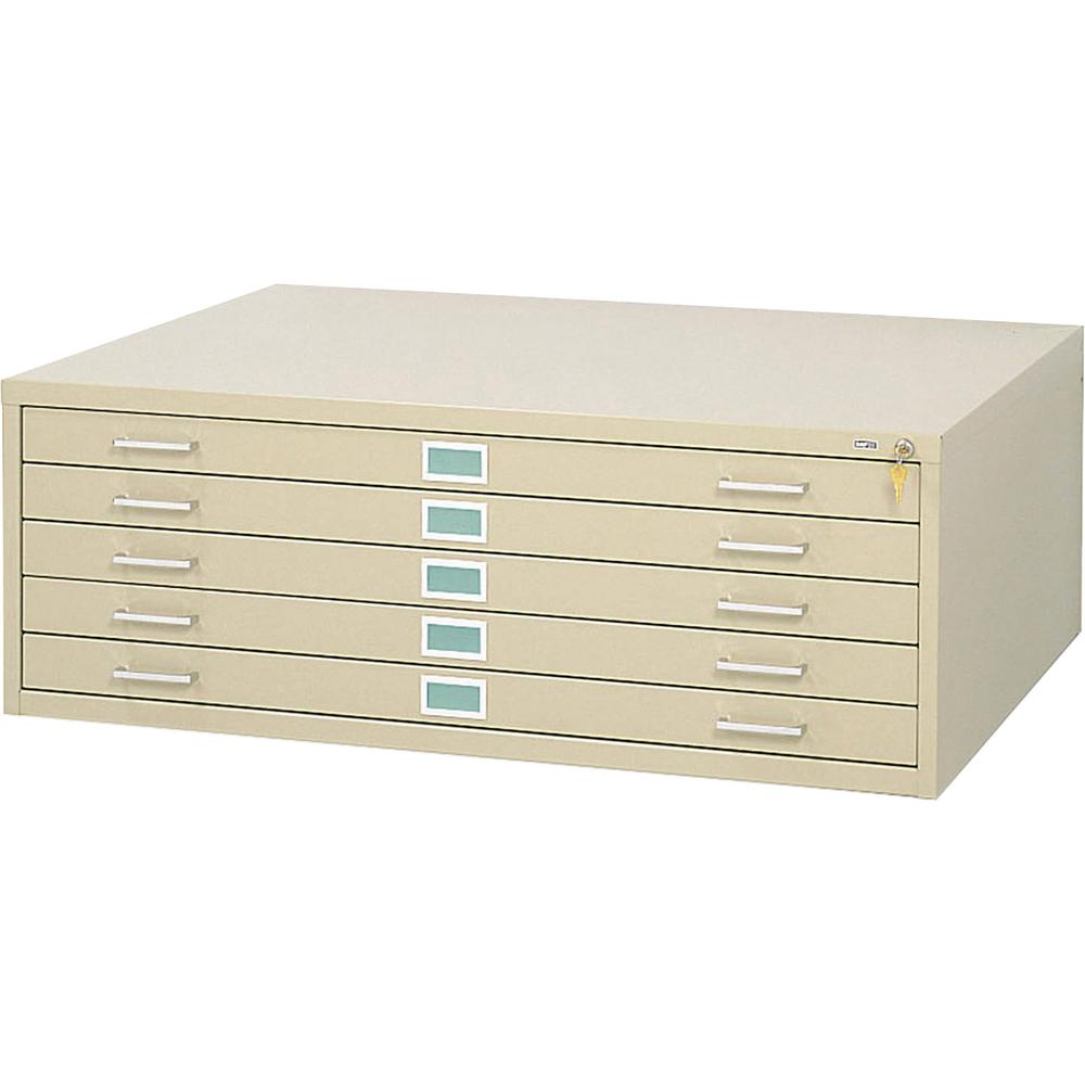 Safco 5-Drawer Steel Flat File - 41.4'' x 16.5'' x 53.4'' - 5 x Drawer(s) for File - Stackable - Tropic Sand - Powder Coated - Steel - Recycled