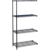 Safco Industrial Wire Shelving Add-On Unit - 36'' x 18'' x 72'' - 4 x Shelf(ves) - Leveling Glide, Adjustable Leveler, Adjustable Feet, Dust Proof - Black - Powder Coated - Steel, Plastic - Assembly Requ