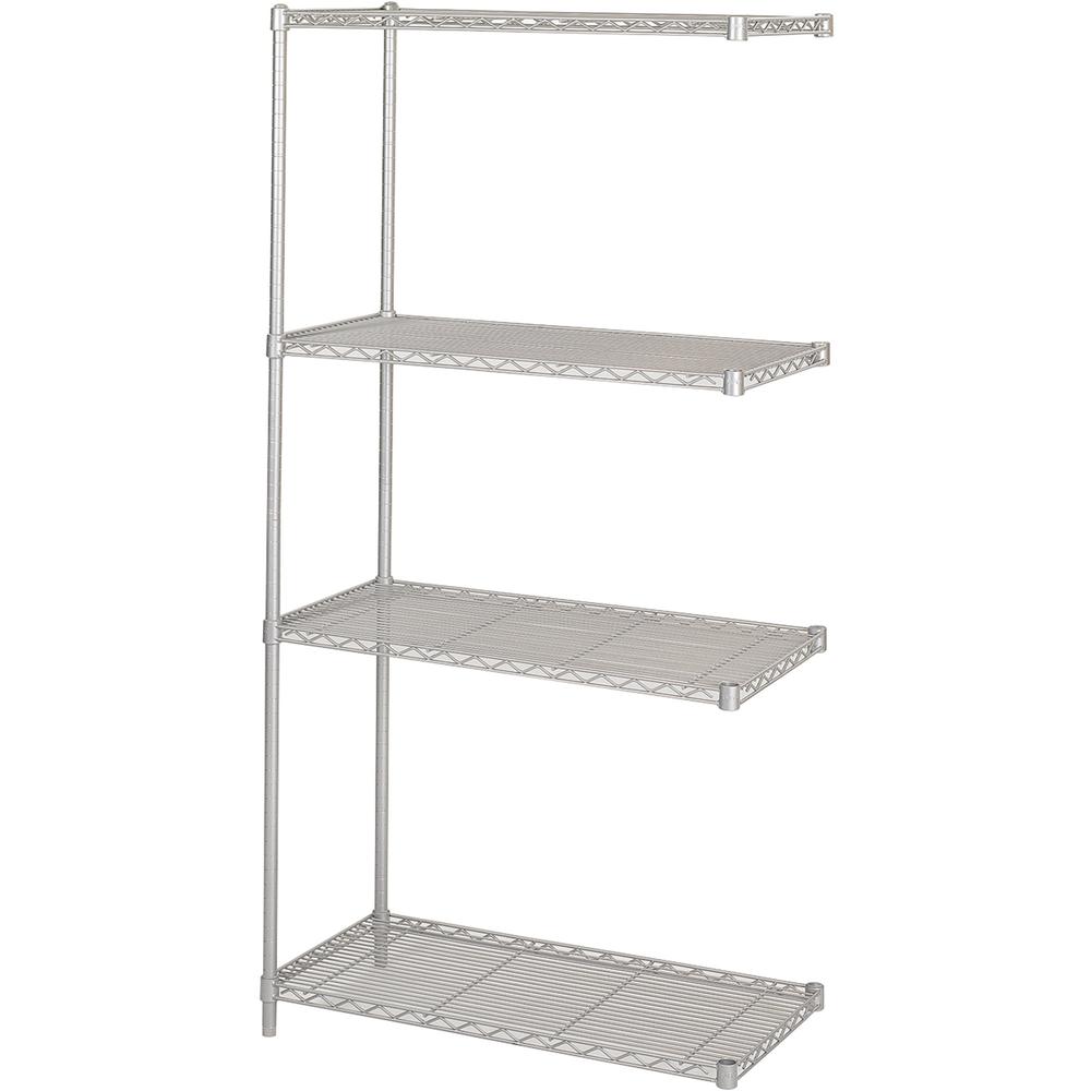 Safco Add-On Unit - 36'' x 18'' - 4 x Shelf(ves) - 1250 lb Load Capacity - Gray - Powder Coated
