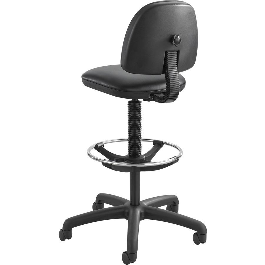 Safco Precision Extended Height Drafting Chair - Vinyl Black Vinyl Seat - Black Frame - 5-star Base - Black - 1 Each
