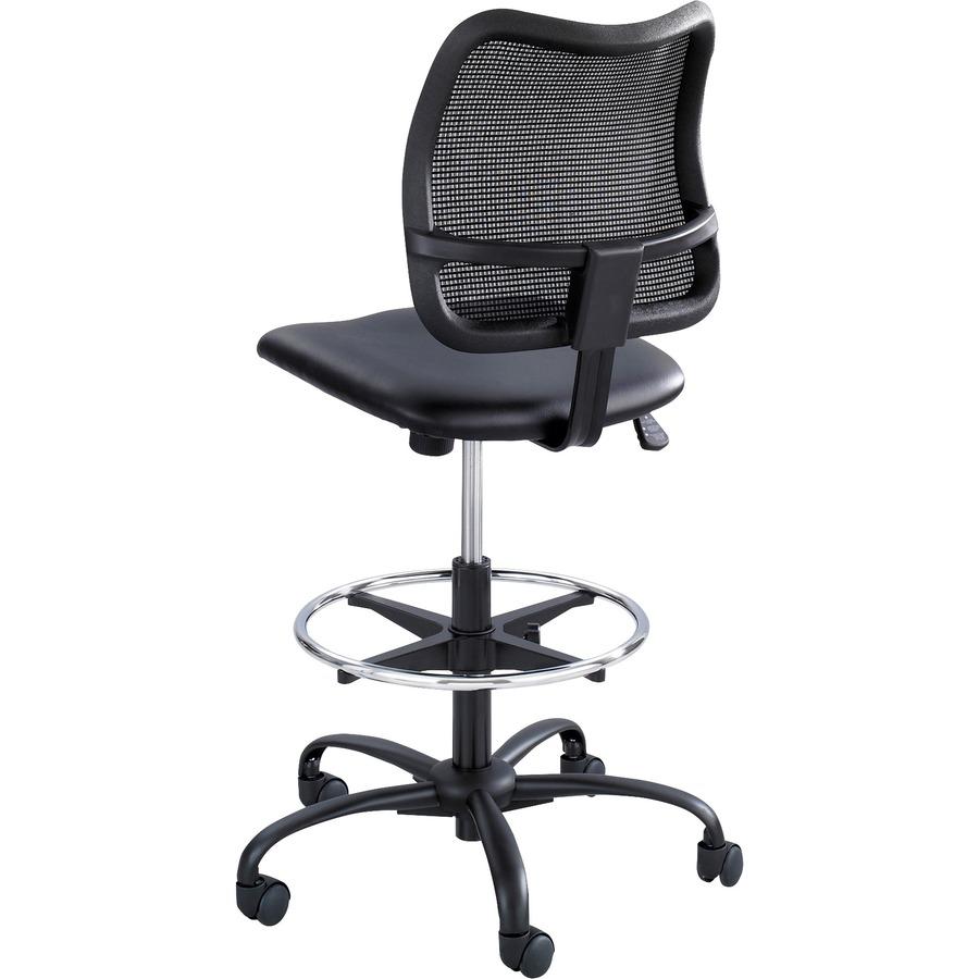Safco Vue Extended-Height Vinyl Chair - Black Vinyl, Nylon, Polyester Seat - Black Back - 5-star Base - 1 Each