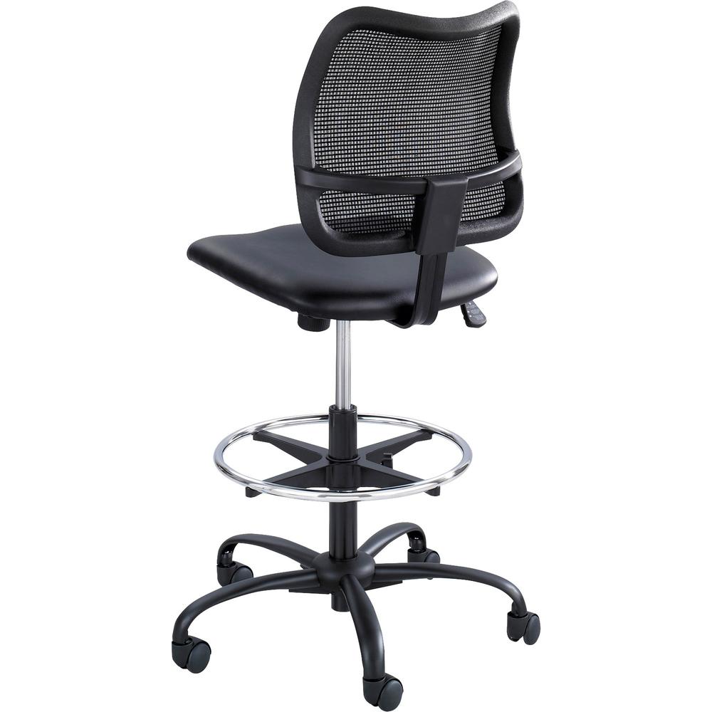 Safco Vue Extended-Height Vinyl Chair - Black Vinyl, Nylon, Polyester Seat - Black Back - 5-star Base - 1 Each