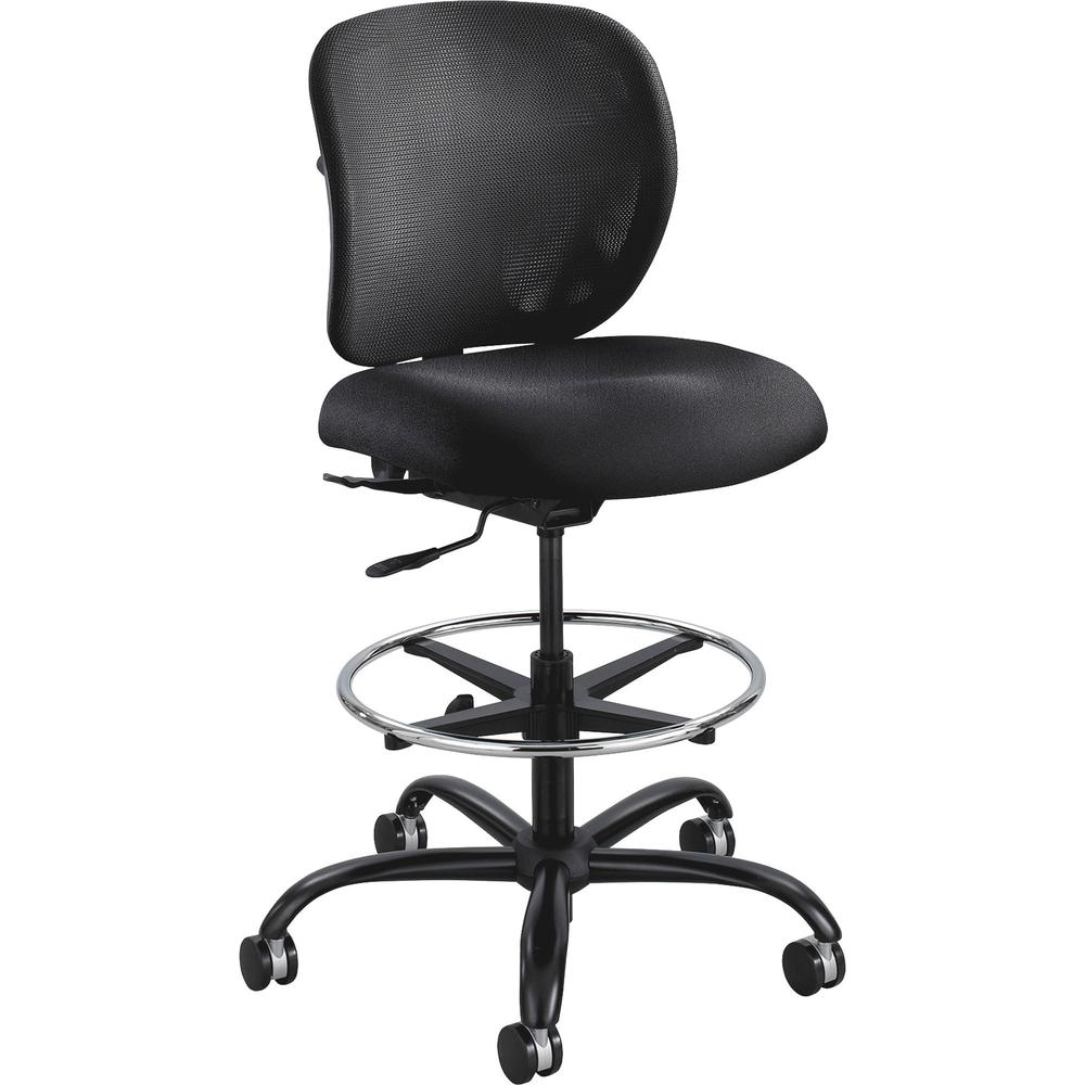 Safco Vue Heavy-duty Stool - Black Vinyl Seat - Black Nylon Back - 5-star Base - Black - 1 Each
