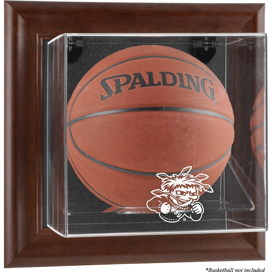 Wichita State Shockers Brown Framed Wall Mountable Basketball Display Case