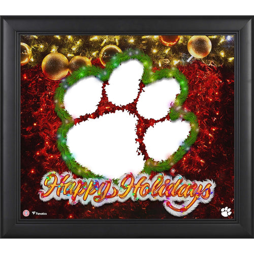 Clemson Tigers Framed 15'' x 17'' Happy Holidays Collage