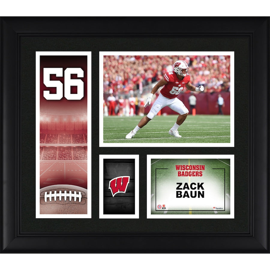 Zack Baun Wisconsin Badgers Framed 15'' x 17'' Player Core Collage
