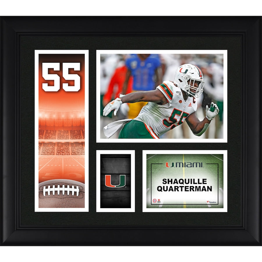Shaquille Quarterman Miami Hurricanes Framed 15'' x 17'' Player Core Collage