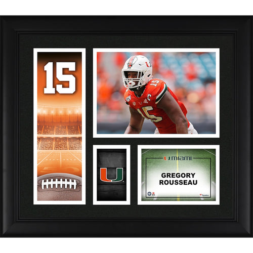Greg Rousseau Miami Hurricanes Framed 15'' x 17'' Player Core Collage