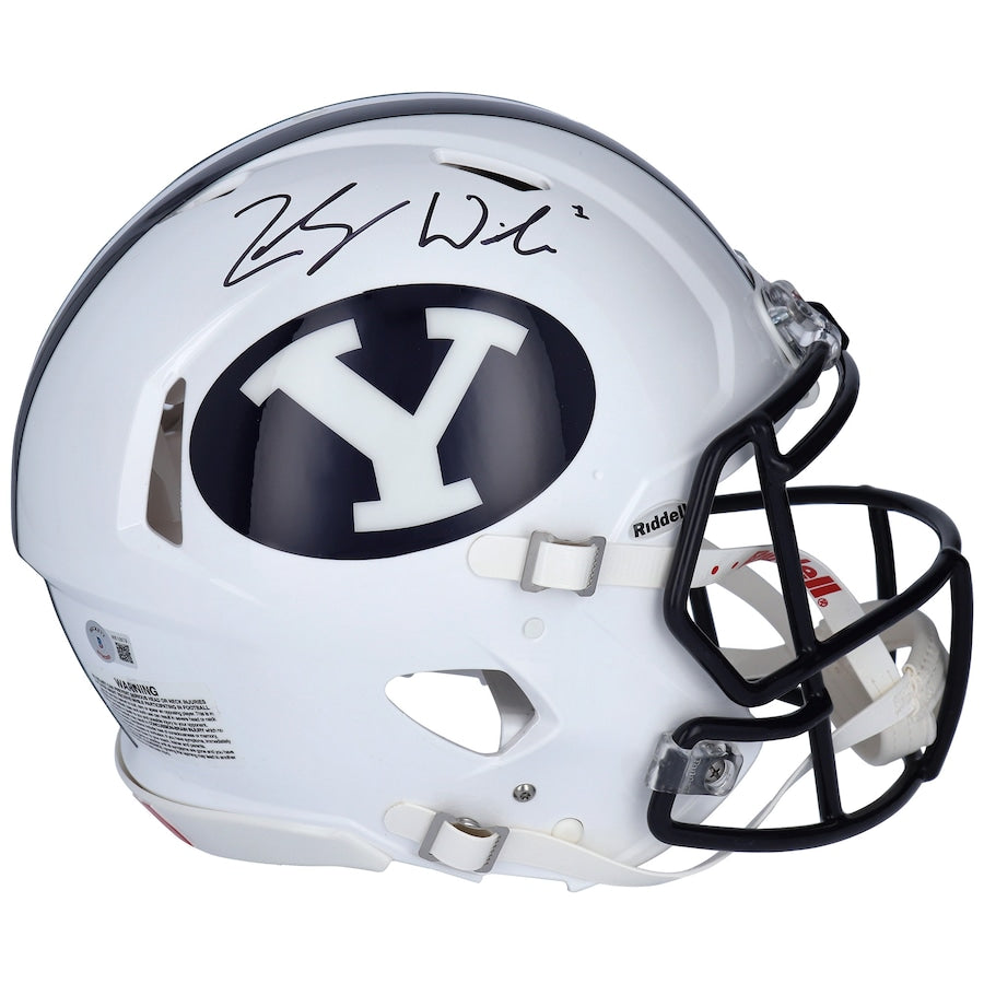 Zach Wilson BYU Cougars Autographed Riddell White Speed Authentic Helmet