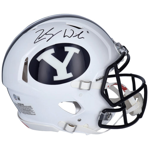 Zach Wilson BYU Cougars Autographed Riddell White Speed Authentic Helmet