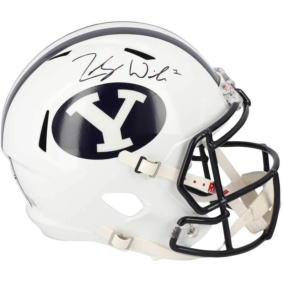 Zach Wilson BYU Cougars Autographed Riddell White Speed Replica Helmet