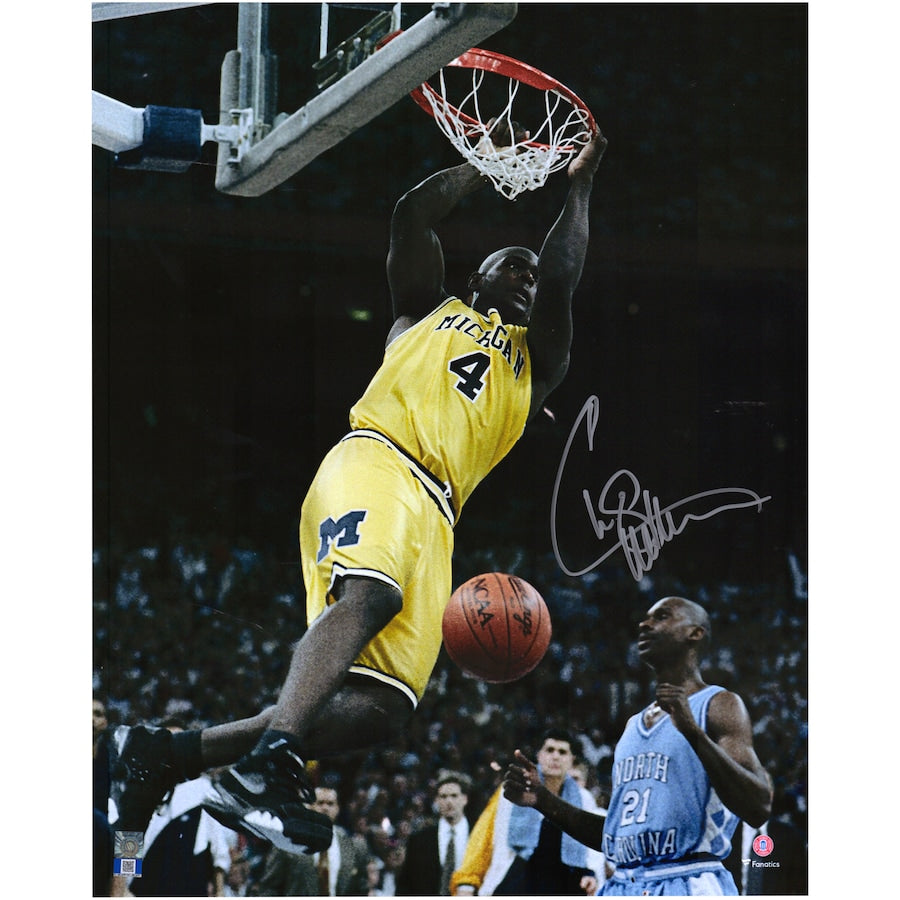 Chris Webber Michigan Wolverines Autographed 16'' x 20'' Dunk vs. UNC Tar Heels Photograph