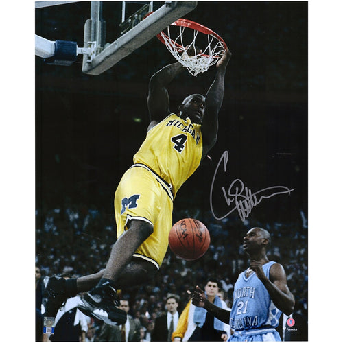 Chris Webber Michigan Wolverines Autographed 16'' x 20'' Dunk vs. UNC Tar Heels Photograph