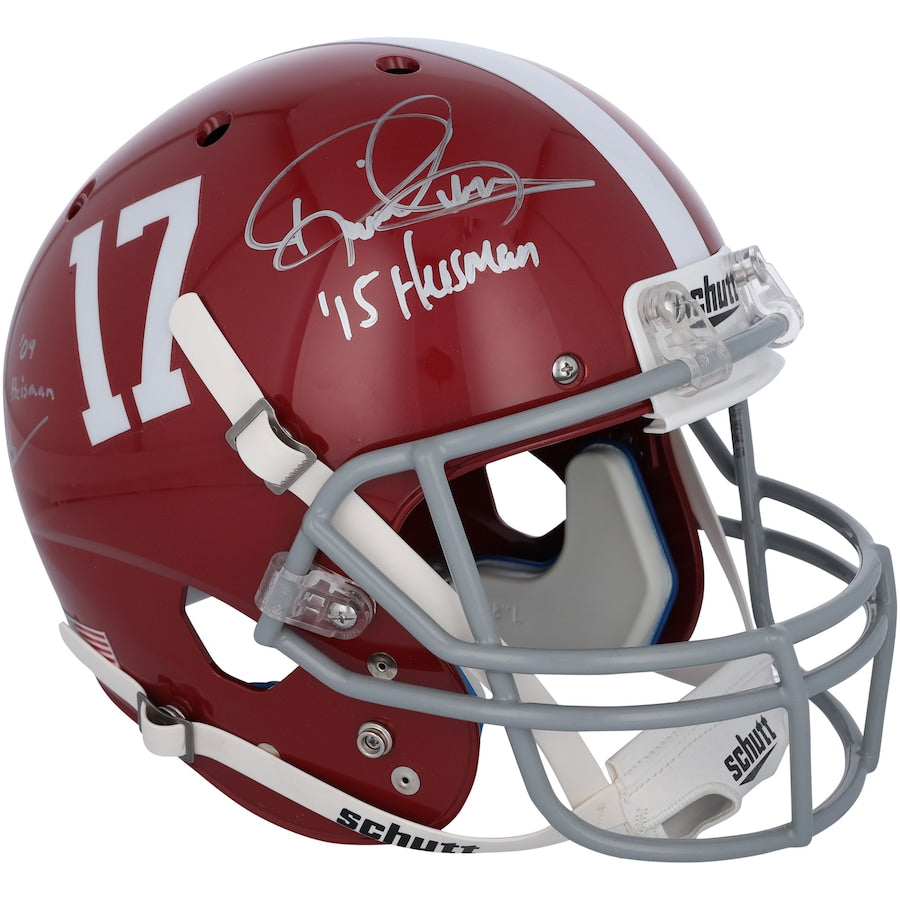 Derrick Henry & Mark Ingram II Alabama Crimson Tide Autographed Schutt Replica Helmet with Heisman Inscriptions