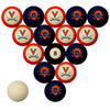 VIRGINIA    SCHOOL COLOR NUMBERED BILLIARD BALL SET BLUE SOLID/ORANGE STRIPE - UVABBS200N