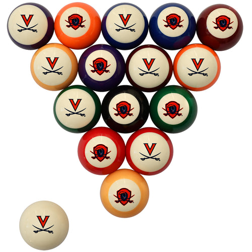 VIRGINIA STANDARD COLOR NUMBERED BILLIARD BALL SET STANDARD COLOR BILLIARD BALL SET - UVABBSSTD
