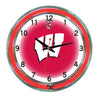 WISCONSIN NEON WALL CLOCK - 18'' RED FACE / RED NEON - UWINWC100-18