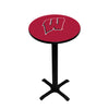 WISCONSIN PEDESTAL PUB TABLE RED - UWIPTB111