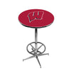 WISCONSIN CHROME FOOT RING PUB TABLE RED - UWIPTR111