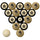 VANDERBILT SCHOOL COLOR NUMBERED BILLIARD BALL SET GOLD SOLID/BLACK STRIPE - VANBBS100N